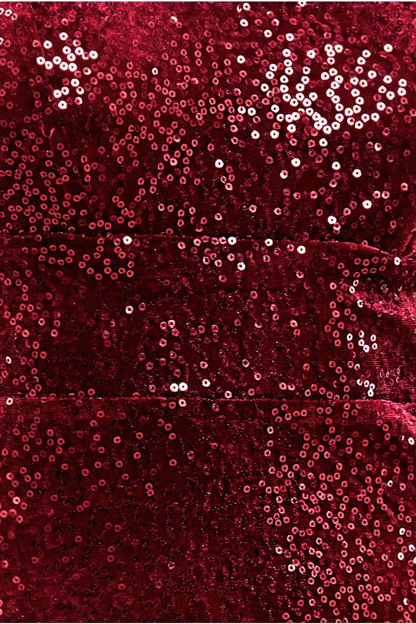 Goddiva Bandeau Sequin & Velvet Midi Dress - Wine