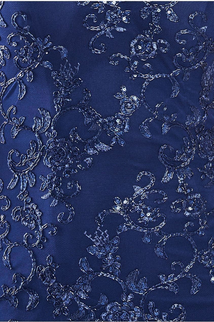 Goddiva Lace Scallop Edge Mermaid Maxi Dress - Navy