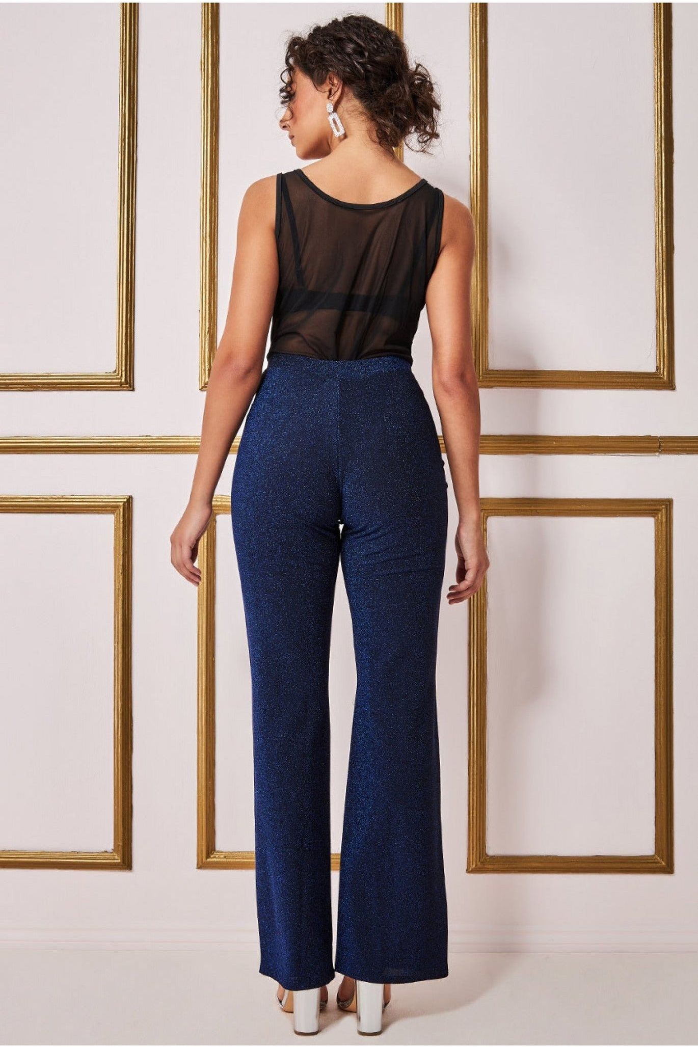 Goddiva Wide Leg Lurex Pant - Royal Blue