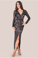 Goddiva Tassel & Sequin Midaxi With Front Split - Black
