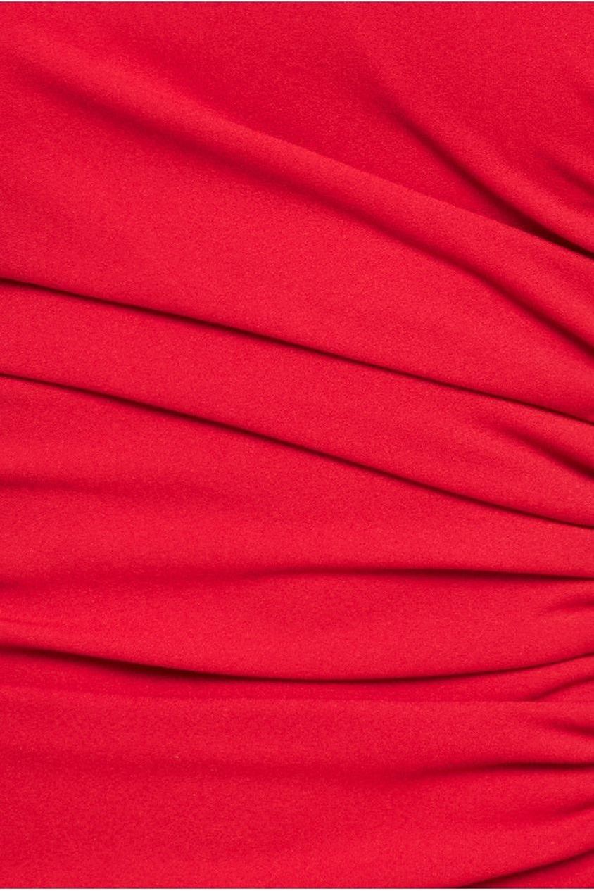 Goddiva Scuba Crepe Bandeau Maxi With Diamante Necklace - Red