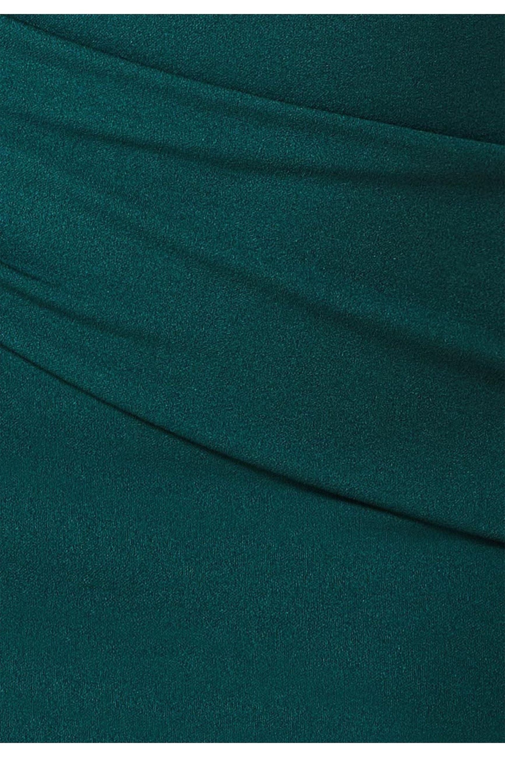 Goddiva Bardot Pleated Midi Dress - Emerald Green