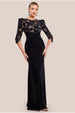 Goddiva Scalloped Velvet Crochet Maxi Dress - Black