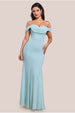 Goddiva Chiffon Bardot Cowl Neck Maxi Dress - Sage Green