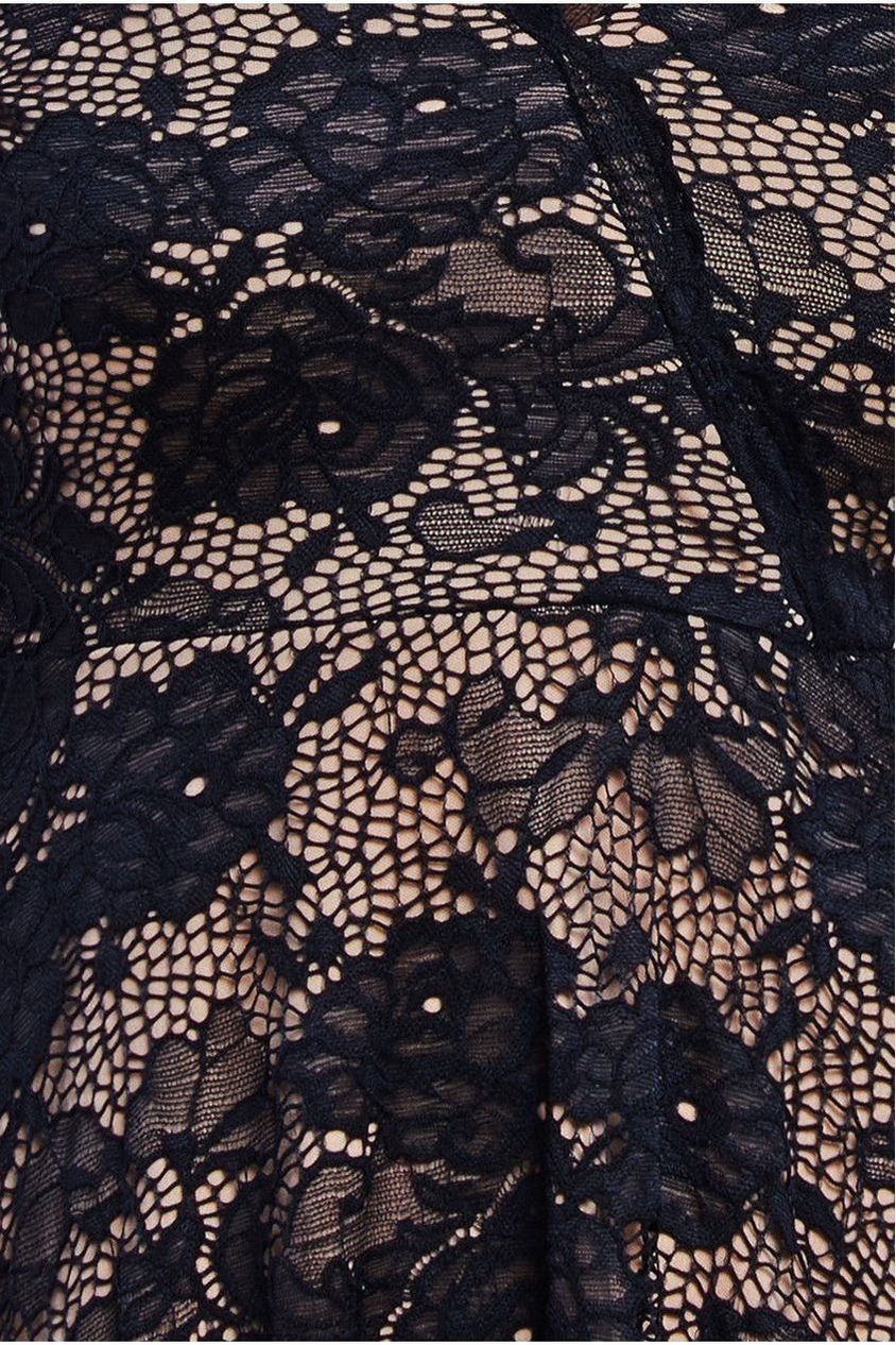 Goddiva Scalloped Lace A-line Midi Dress - Black