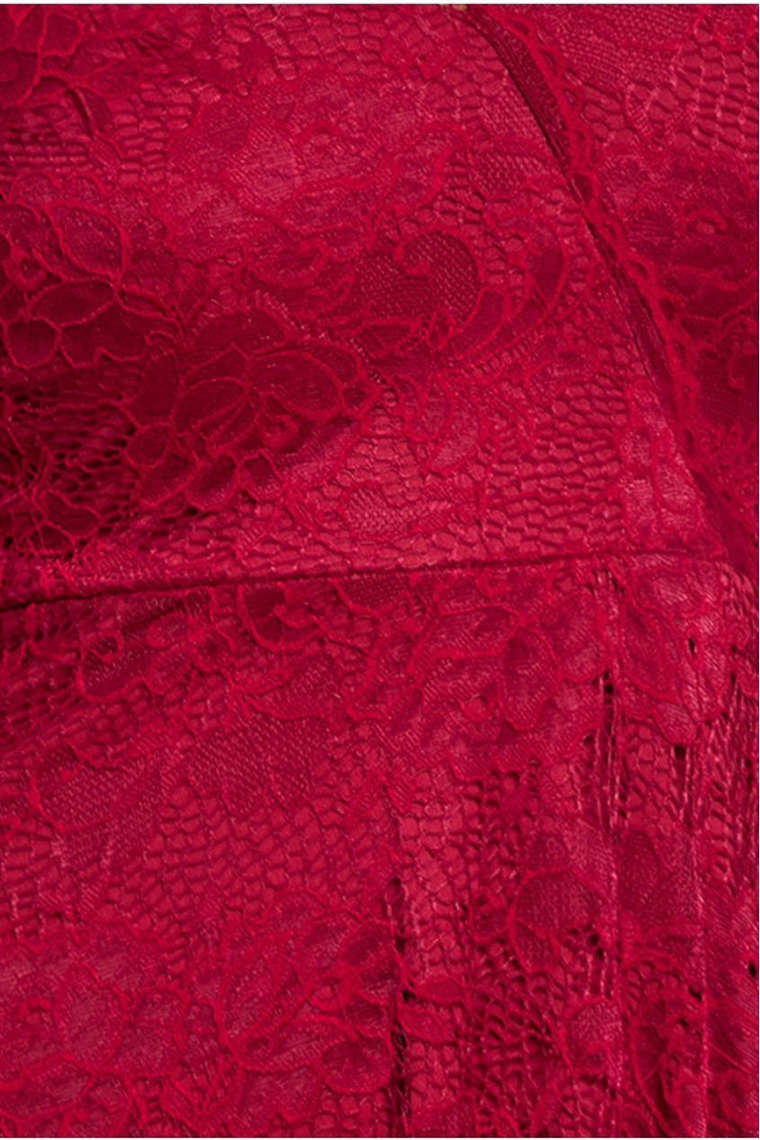 Goddiva Scalloped Lace A-line Midi Dress - Wine