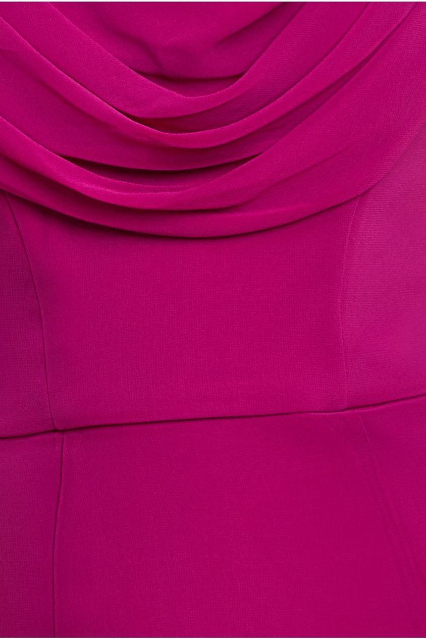 Goddiva Chiffon Bardot Cowl Neck Maxi Dress - Magenta