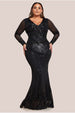 Goddiva Plus Starburst Sequin Maxi Dress - Black
