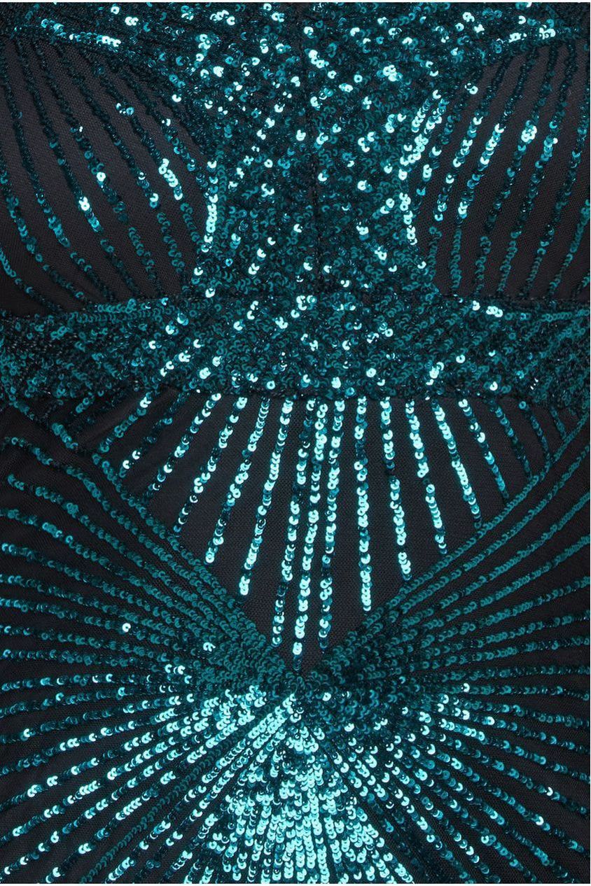 Goddiva Plus Starburst Sequin Maxi Dress - Emerald