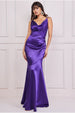 Goddiva Cowl Neck With Strappy Back Satin Maxi - Purple