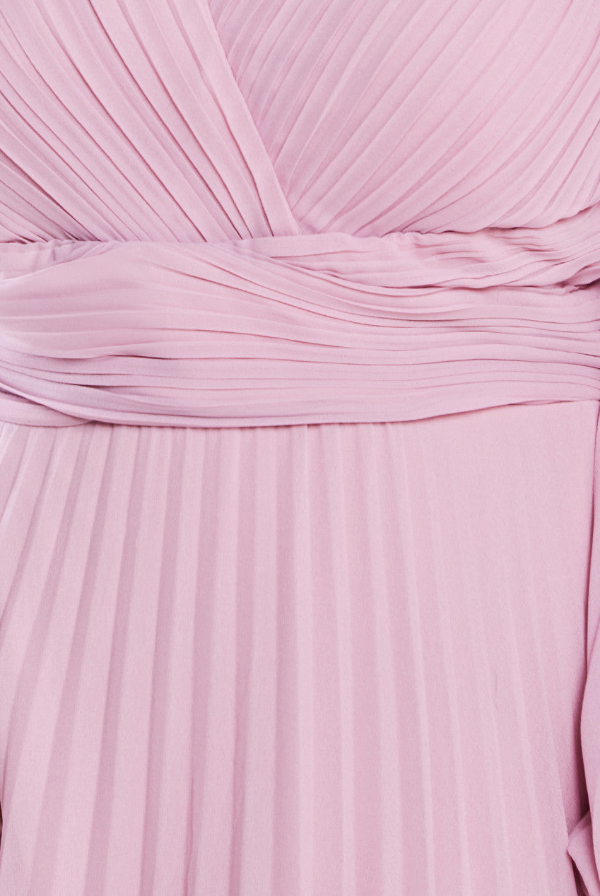Goddiva Plus Balloon Sleeve Chiffon Maxi Dress - Pink