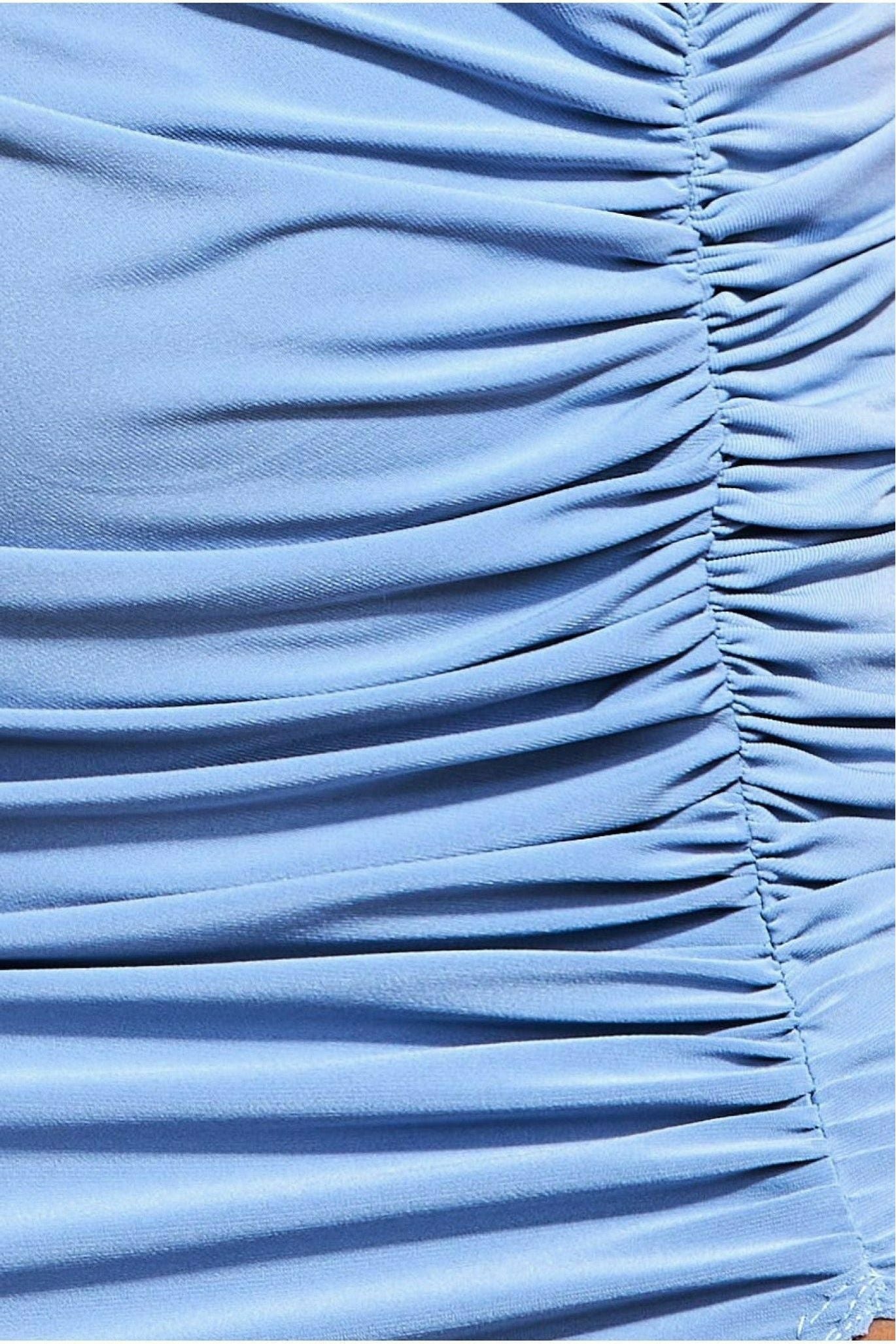 Goddiva Front Wrap Gathered Maxi Dress - Wedgewood Blue