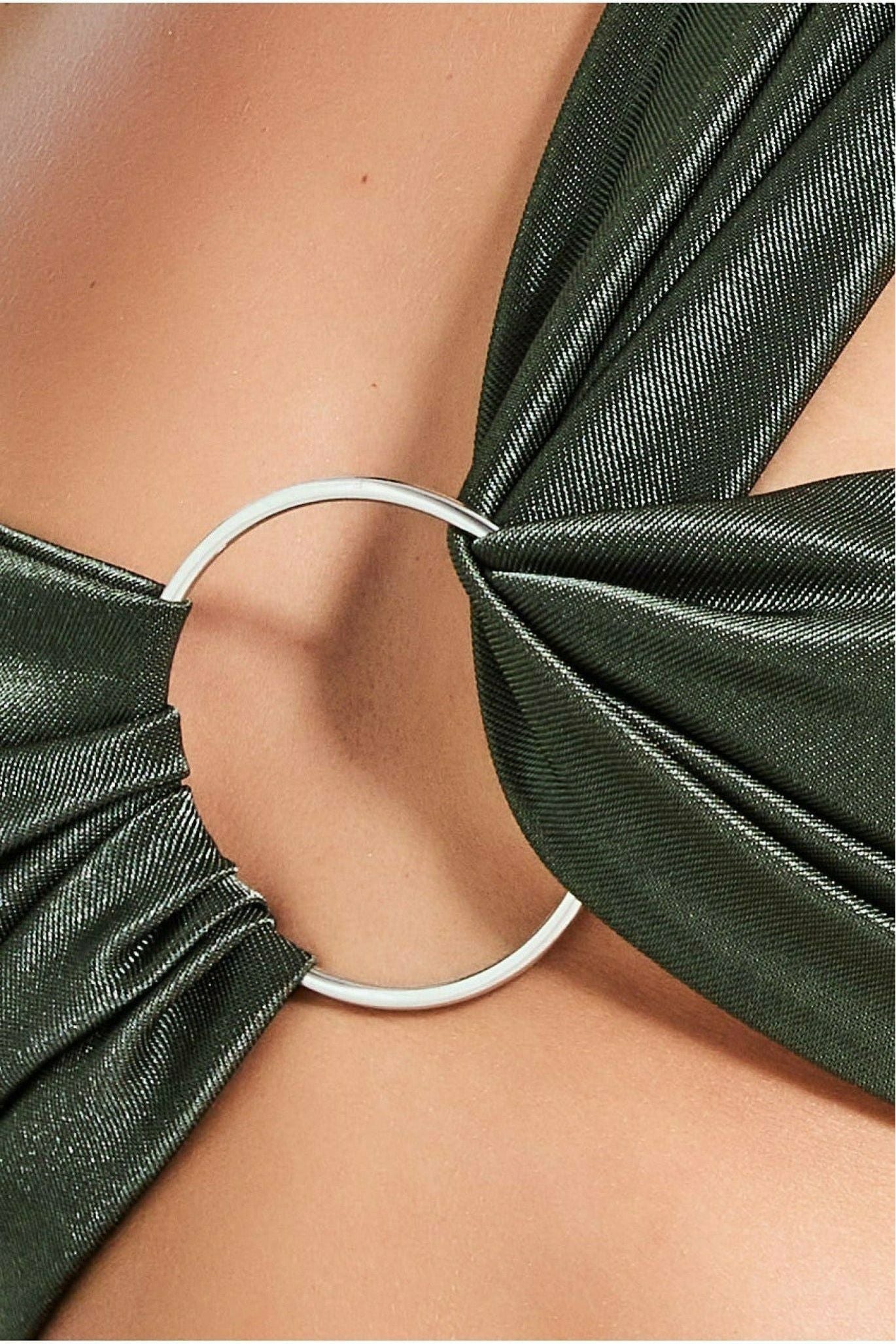 Goddiva Ring Detail Bralette - Khaki