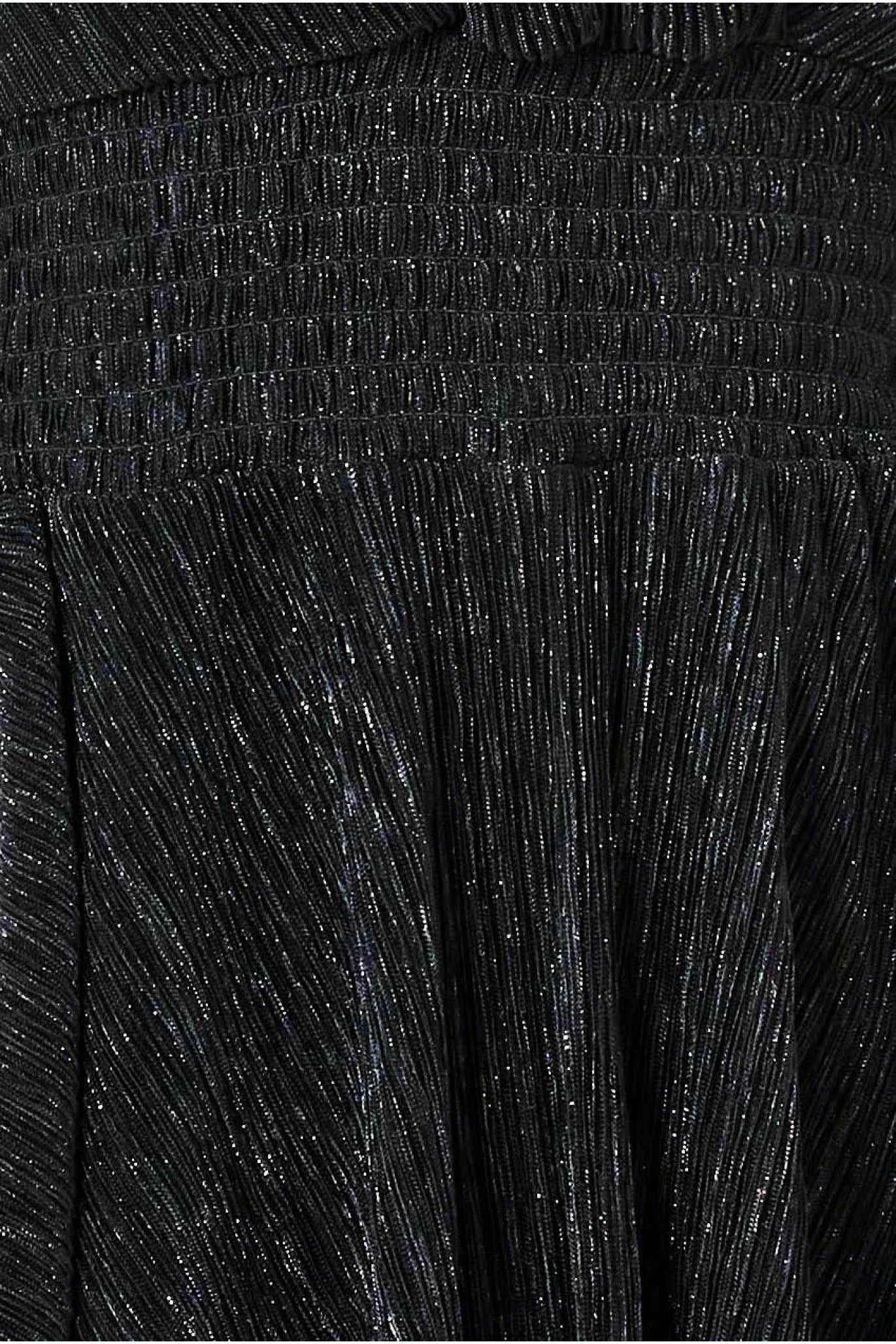 Goddiva Crinkle Lurex High Low Layered Midi Dress - Black
