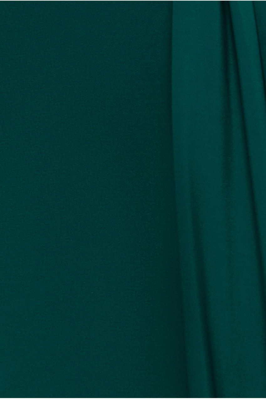 Goddiva Cowl Plunge Draped Mermaid Maxi Dress - Emerald Green