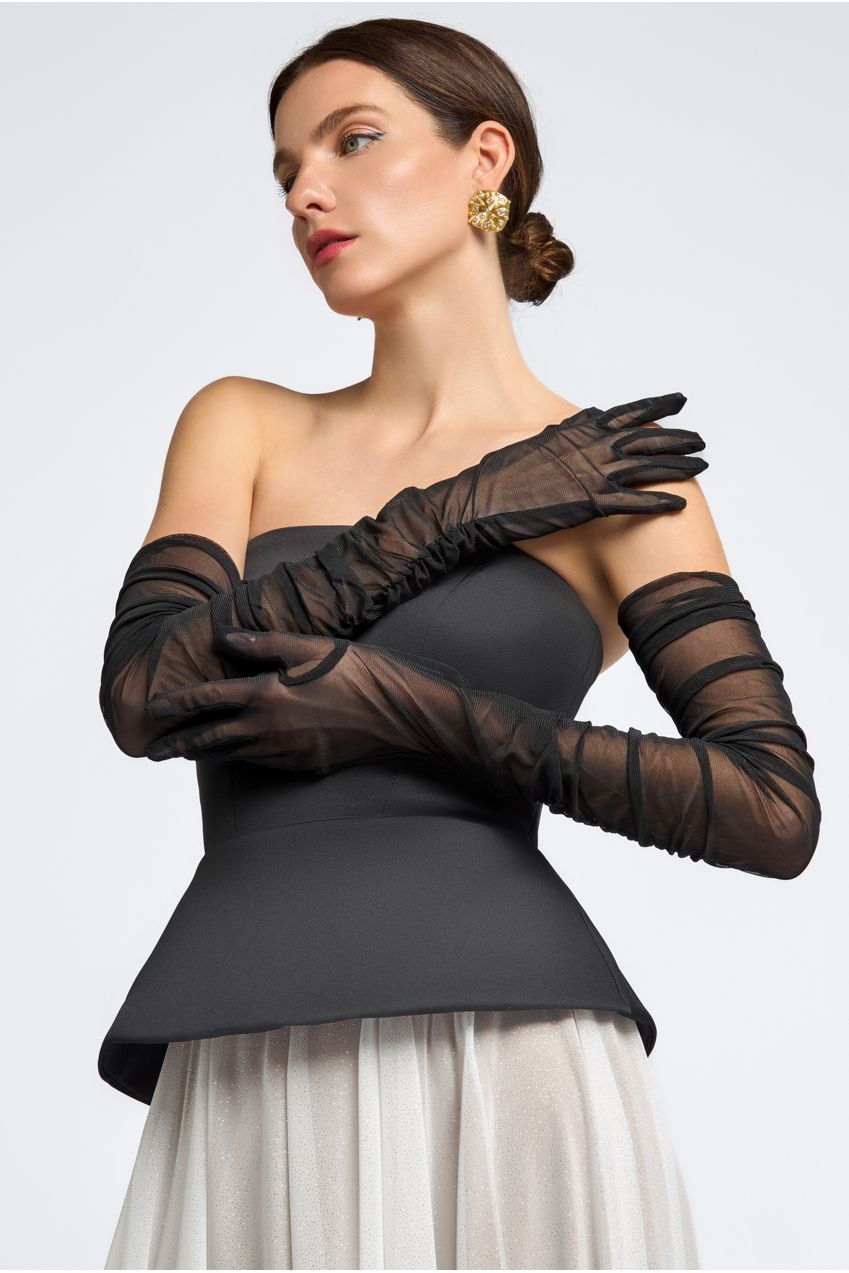 Goddiva Gathered Stretch Mesh Gloves