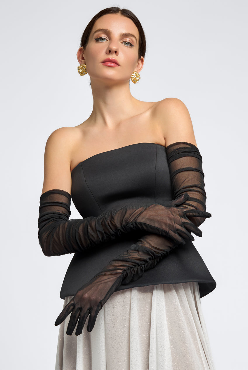 Goddiva Gathered Stretch Mesh Gloves