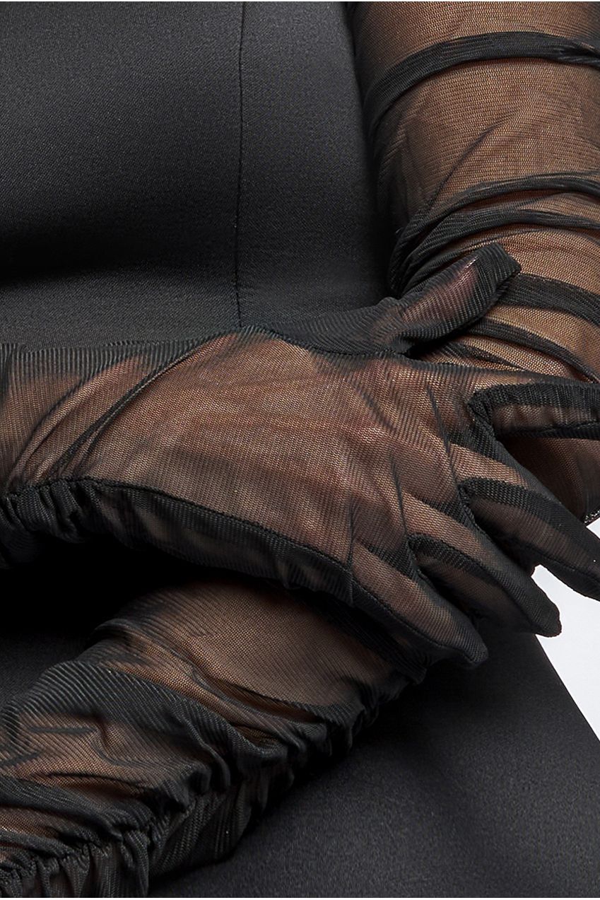 Goddiva Gathered Stretch Mesh Gloves