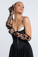 Goddiva Embroidered Stretch Mesh Gloves