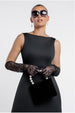Goddiva Embroidered Mesh Gloves