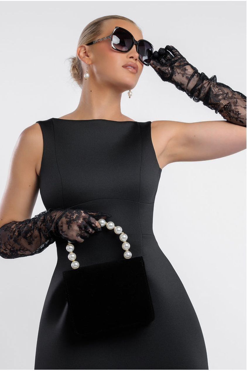 Goddiva Embroidered Mesh Gloves