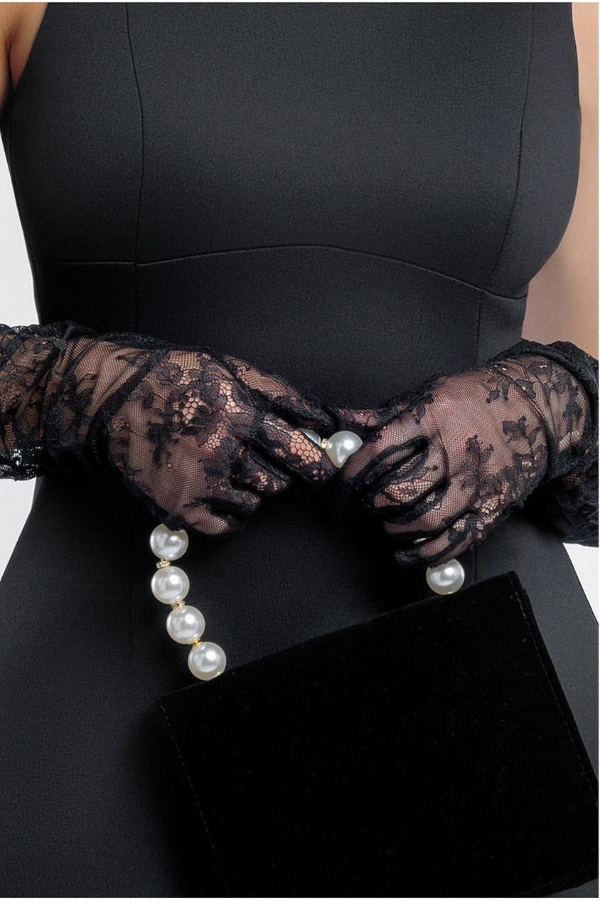 Goddiva Embroidered Mesh Gloves