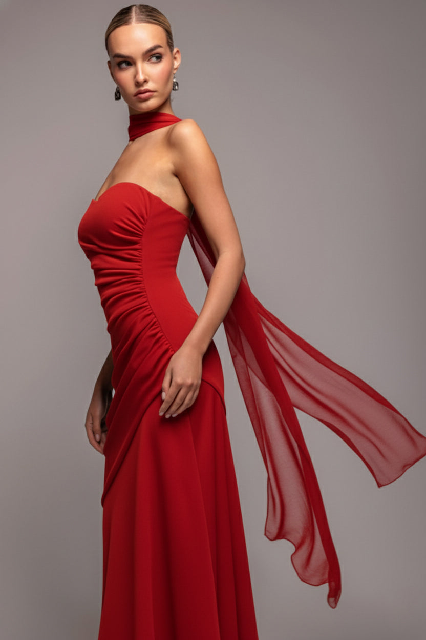 Goddiva Chiffon Scarf - Red