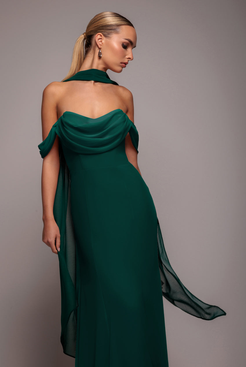 Goddiva Chiffon Scarf - Emerald Green