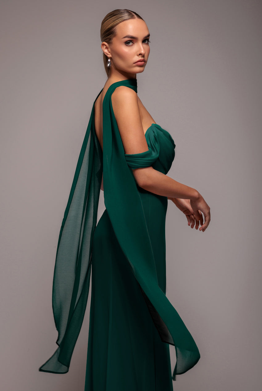 Goddiva Chiffon Scarf - Emerald Green