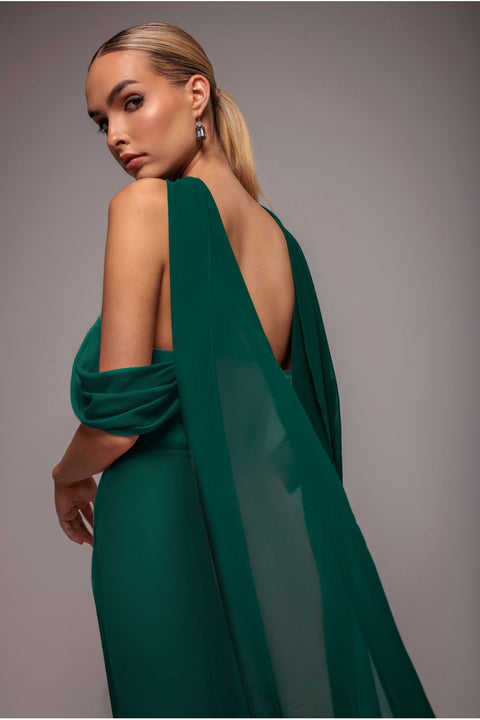 Goddiva Chiffon Scarf - Emerald Green