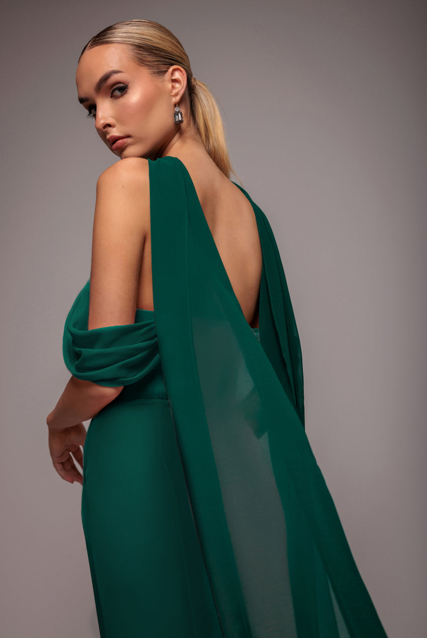 Goddiva Chiffon Scarf - Emerald Green