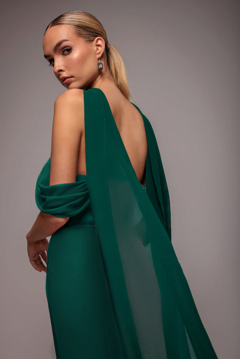 Goddiva Chiffon Scarf - Emerald Green