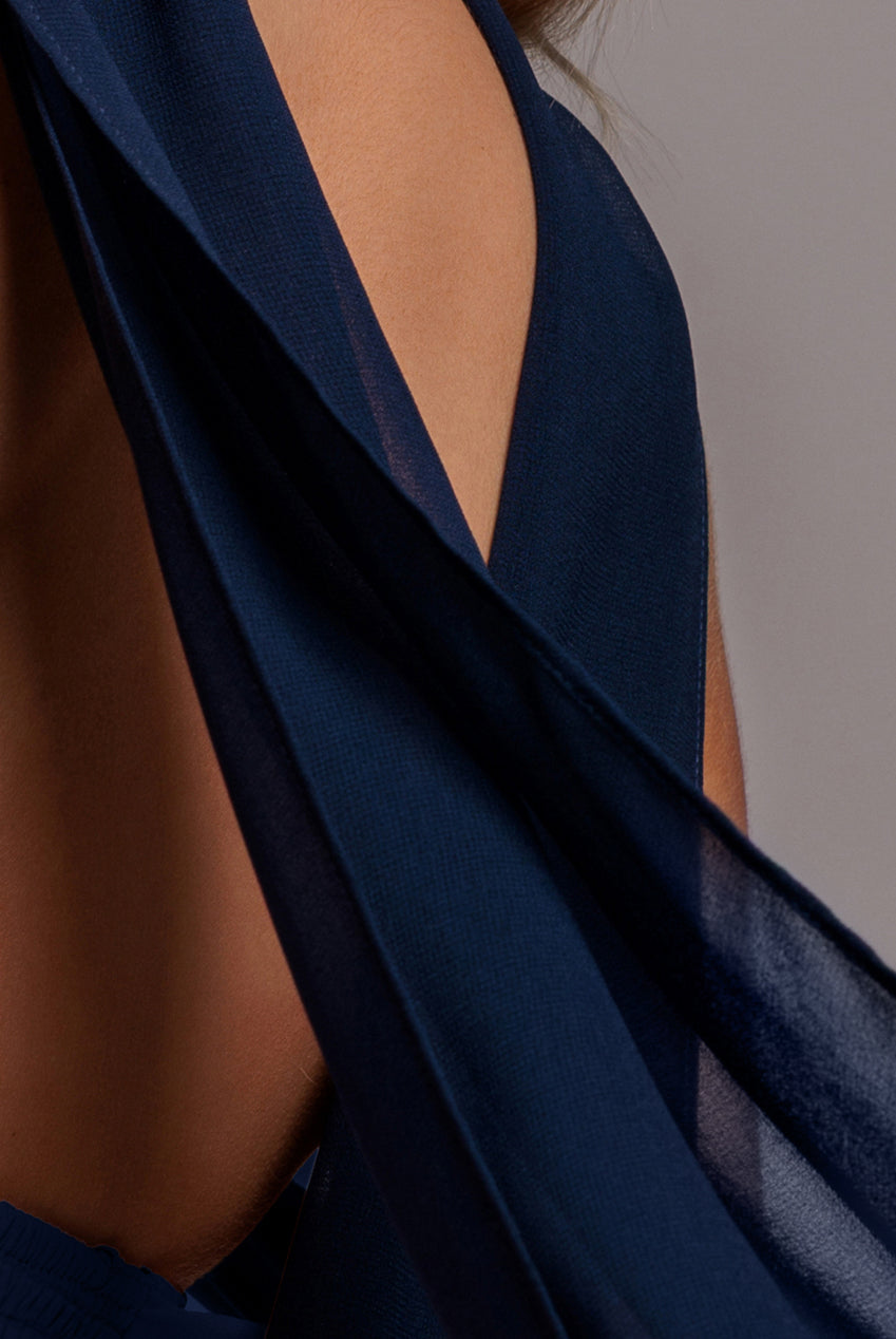 Goddiva Chiffon Scarf - Navy Blue