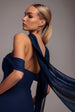 Goddiva Chiffon Scarf - Navy Blue