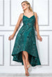 Goddiva Jacquard High Low Midi Dress - Emerald Green