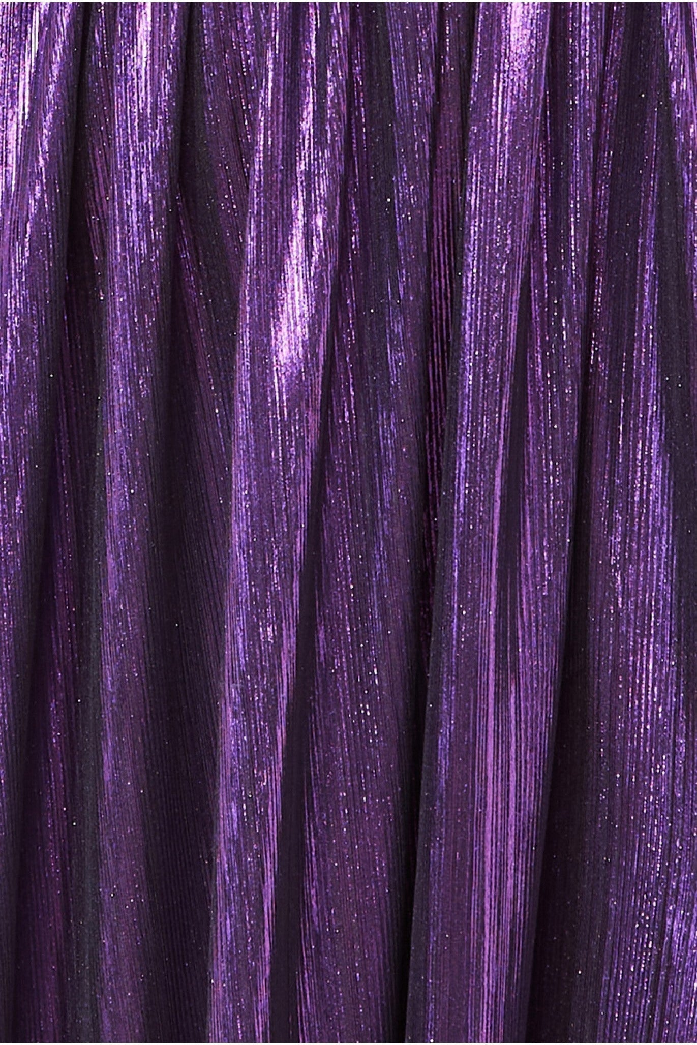 Goddiva One Shoulder Slinky Foil Flared Maxi Dress - Purple
