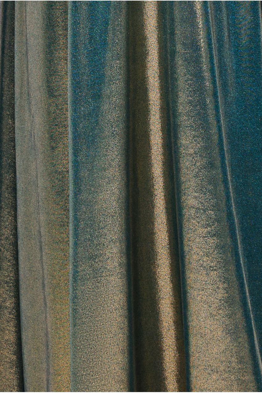 Goddiva Gathered Front Dipped Waist Foil Maxi Skirt - Gold