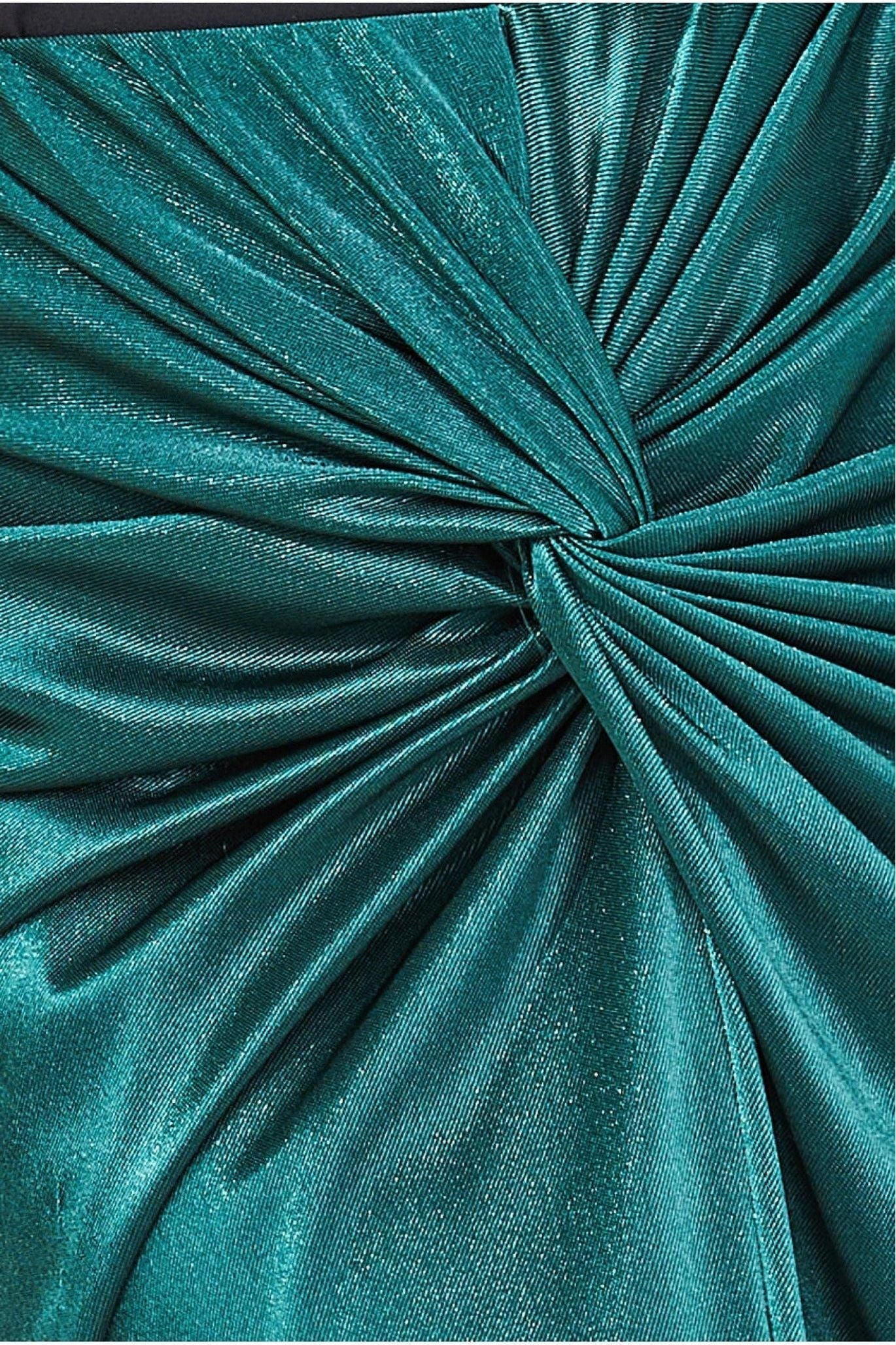 Goddiva Satin Knotted Midi Skirt - Emerald Green