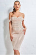 Goddiva Naked Cowl Neck Bodycon Midi - Nude