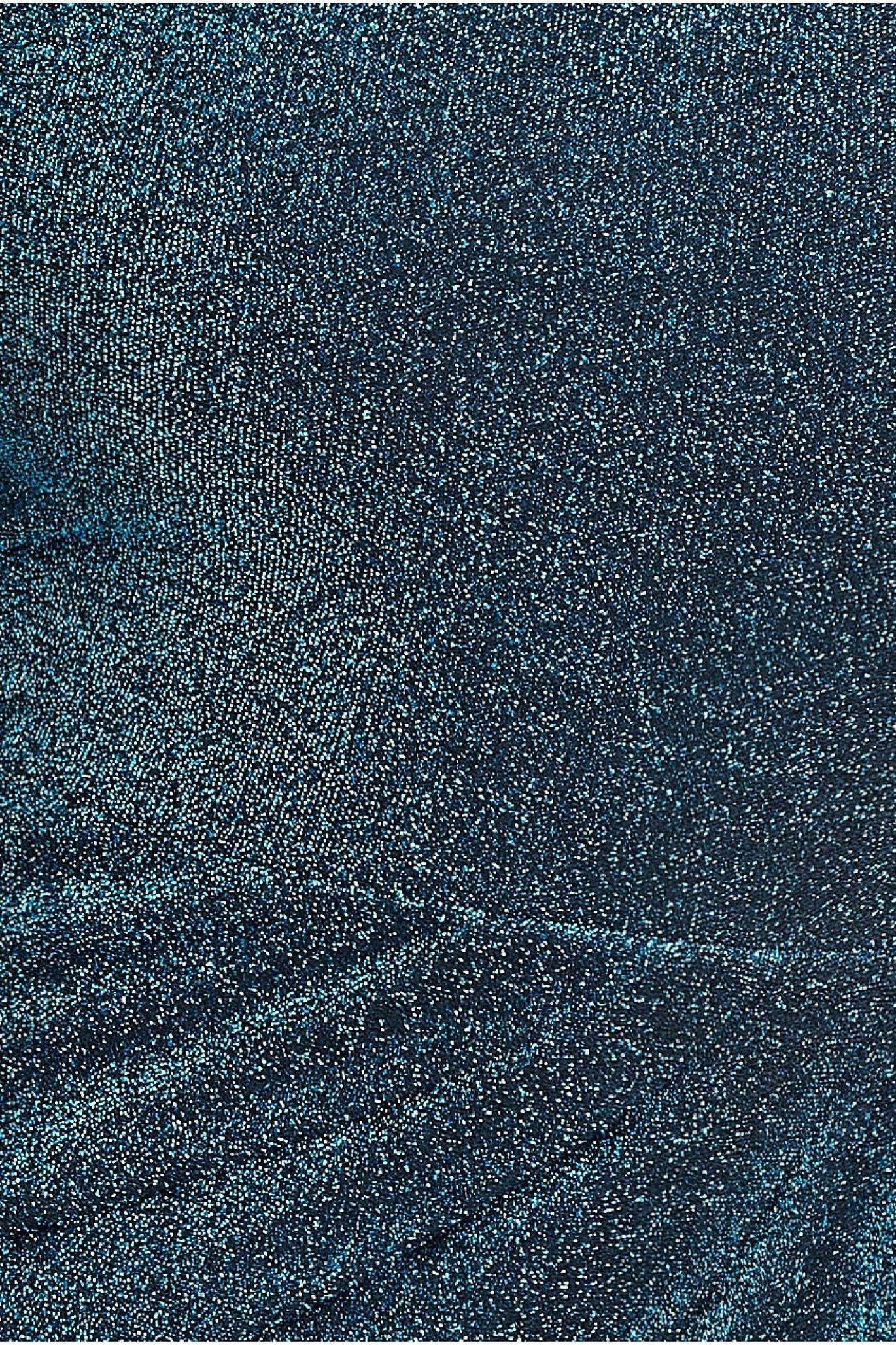 Goddiva One Sleeve Frill Lurex Maxi Dress - Blue