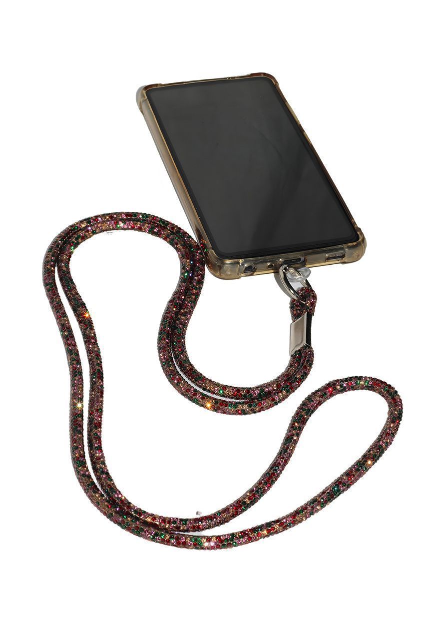 Goddiva Accessories Embellished Phone Strap - Red & Green
