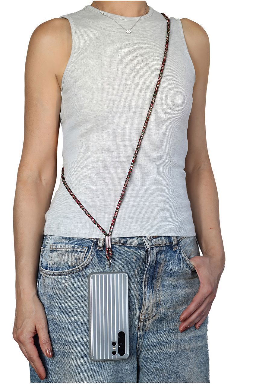 Goddiva Accessories Embellished Phone Strap - Red & Green