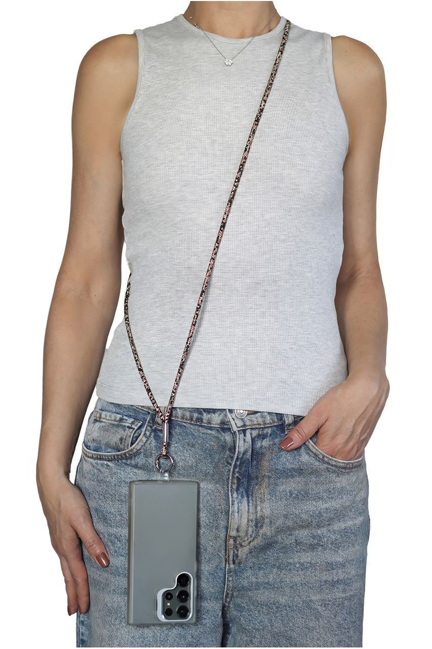 Goddiva Accessories Embellished Phone Strap - Black & Gold