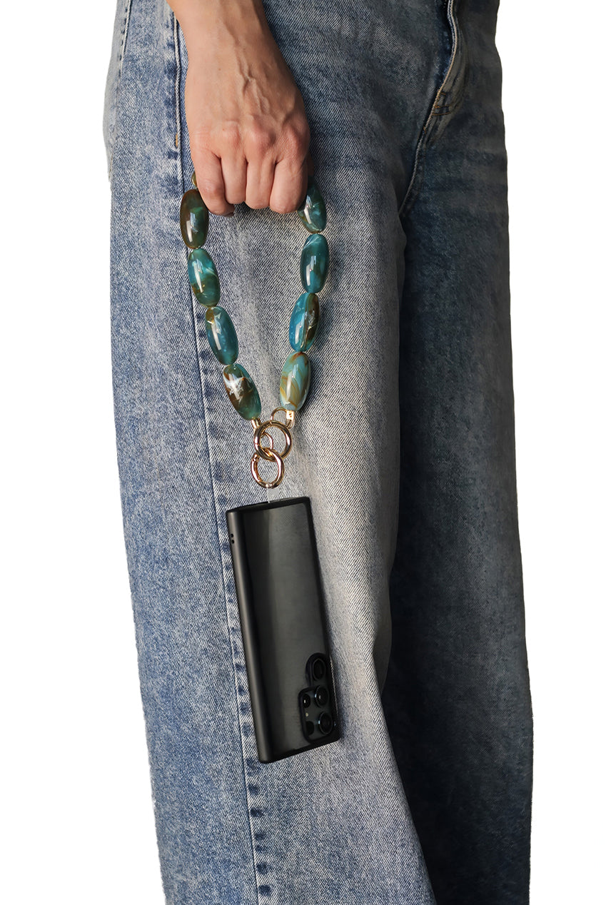 Goddiva Accessories Acrylic Gemstone Phone Strap - Green