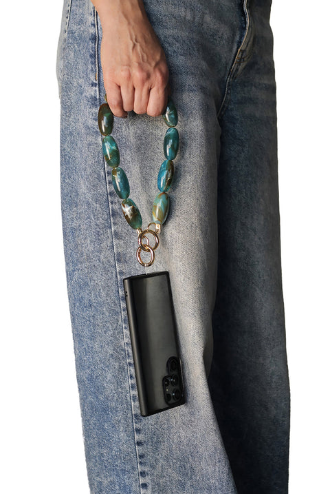 Goddiva Accessories Acrylic Gemstone Phone Strap - Green