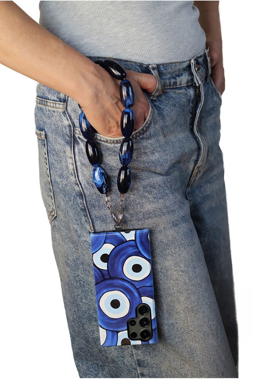 Goddiva Accessories Acrylic Gemstone Phone Strap - Blue