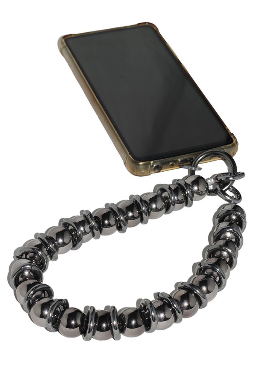 Goddiva Accessories Metal Beaded Phone Strap - Black