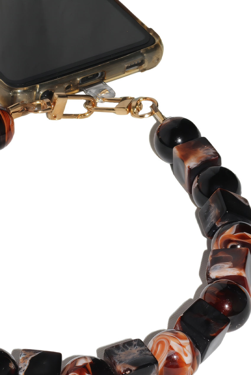 Goddiva Accessories Square & Ball Style Acrylic Phone Strap - Black & Brown
