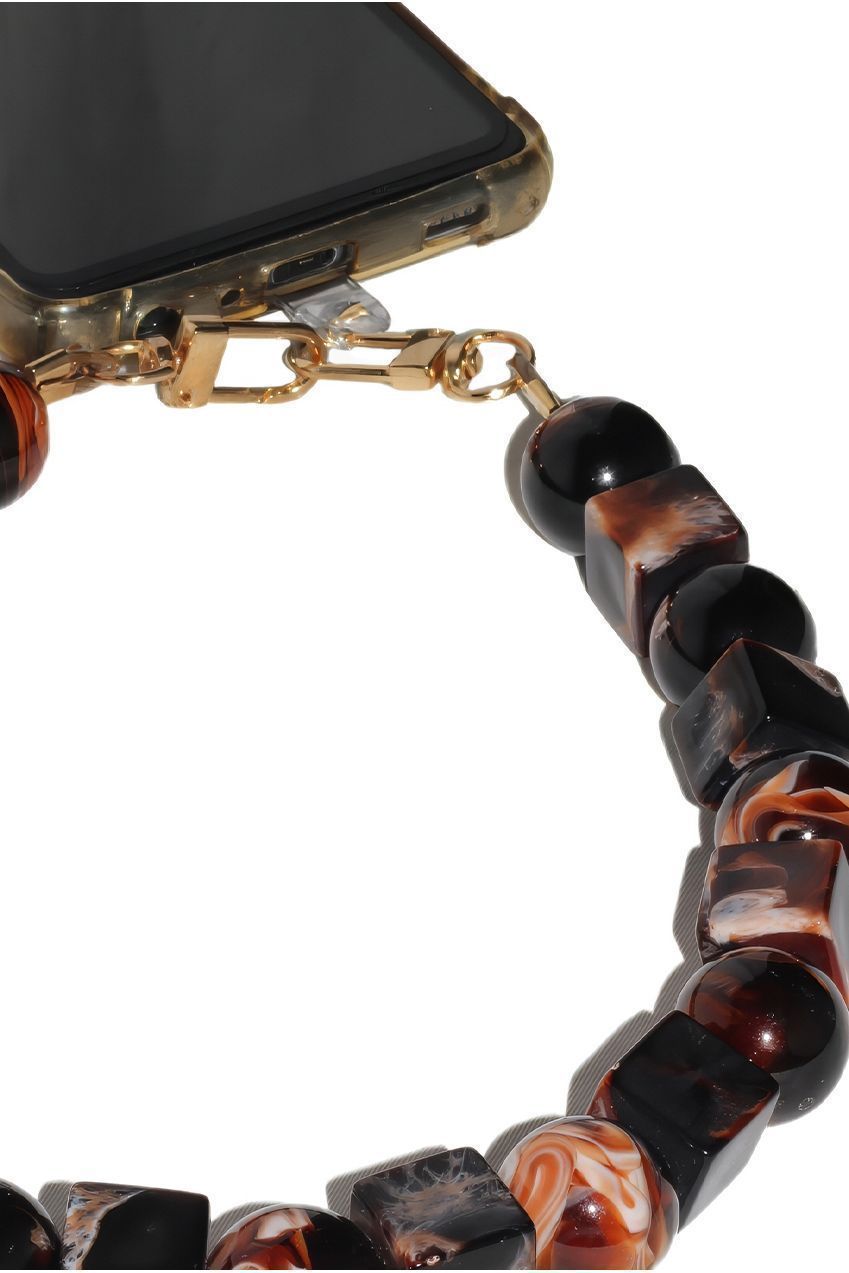 Goddiva Accessories Square & Ball Style Acrylic Phone Strap - Black & Brown
