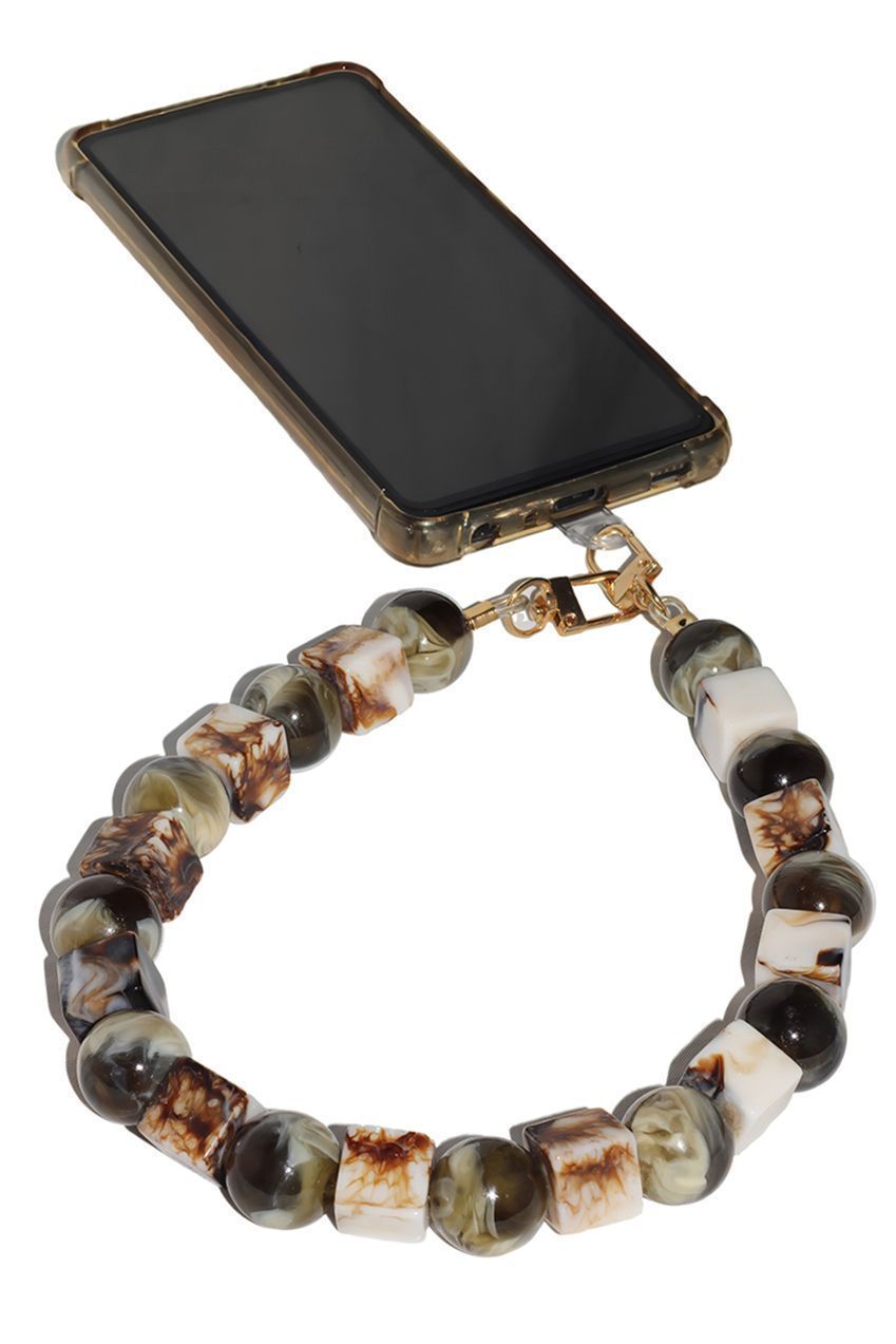 Goddiva Accessories Square & Ball Style Acrylic Phone Strap - Green & White